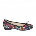 Woman's rounded tip ballerina in multicolored mosaic printed suede with bow heel 2 - Available sizes:  32, 33, 34, 43, 44, 45