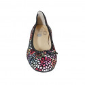 Woman's rounded tip ballerina in multicolored mosaic printed suede with bow heel 2 - Available sizes:  32, 43