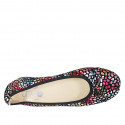 Woman's rounded tip ballerina in multicolored mosaic printed suede with bow heel 2 - Available sizes:  32, 43