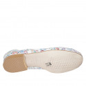 Bailarina para mujer en piel blanca imprimida multicolor con moño y puntera tacon 2 - Tallas disponibles:  32, 33, 42, 43, 44