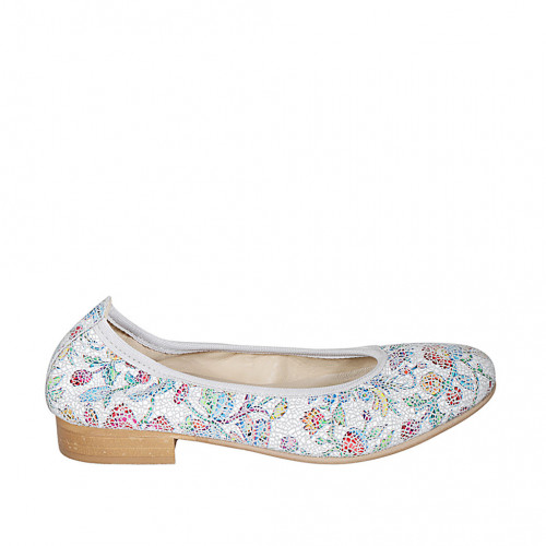 Ballerine pour femmes en cuir blanc imprimé multicouleur talon 2 - Pointures disponibles:  32, 42, 44, 45