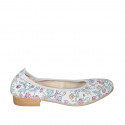 Woman's ballerina shoe in white multicolored printed leather heel 2 - Available sizes:  32, 33, 34, 42, 43, 44, 45