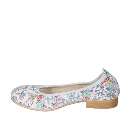 Ballerina da donna in pelle bianca stampata multicolor tacco 2 - Misure disponibili: 32, 42 2