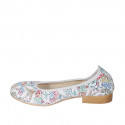 Woman's ballerina shoe in white multicolored printed leather heel 2 - Available sizes:  32, 33, 34, 42, 43, 44, 45