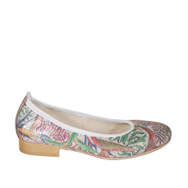Ballerine pour femmes en cuir argent imprimé multicouleur talon 2 - Pointures disponibles:  32, 33, 43, 44
