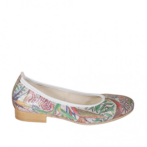 Ballerine pour femmes en cuir argent imprimé multicouleur talon 2 - Pointures disponibles:  32, 33, 43, 44