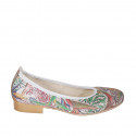 Woman's ballerina shoe in silver multicolored printed leather heel 2 - Available sizes:  32, 33, 34, 42, 43, 44, 45