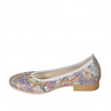 Woman's ballerina shoe in silver multicolored printed leather heel 2 - Available sizes:  32, 33, 34, 42, 43, 44, 45