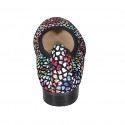 Woman's rounded tip ballerina in multicolored mosaic printed black suede heel 2 - Available sizes:  32, 33, 34, 42, 43, 44, 45