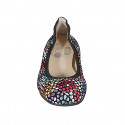 Woman's rounded tip ballerina in multicolored mosaic printed black suede heel 2 - Available sizes:  32, 33, 34, 42, 43, 44, 45