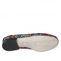 Woman's rounded tip ballerina in multicolored mosaic printed black suede heel 2 - Available sizes:  32, 33, 34, 42, 43, 44, 45