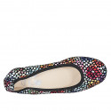 Woman's rounded tip ballerina in multicolored mosaic printed black suede heel 2 - Available sizes:  32, 33, 34, 42, 43, 44, 45