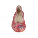 Woman's ballerina shoe in red multicolored printed leather heel 2 - Available sizes:  32, 33, 42, 43, 44, 45