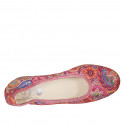 Woman's ballerina shoe in red multicolored printed leather heel 2 - Available sizes:  32, 33, 42, 43, 44, 45