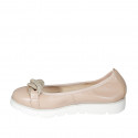 Woman's ballerina shoe with chain in rose leather wedge heel 3 - Available sizes:  32, 43, 44, 45