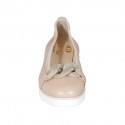 Woman's ballerina shoe with chain in rose leather wedge heel 3 - Available sizes:  32, 43, 44, 45