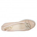 Ballerine avec chaîne pour femmes en cuir rose talon compensé 3 - Pointures disponibles:  32, 43, 44