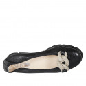 Woman's ballerina shoe with chain in black leather wedge heel 3 - Available sizes:  32, 33, 34, 44, 45