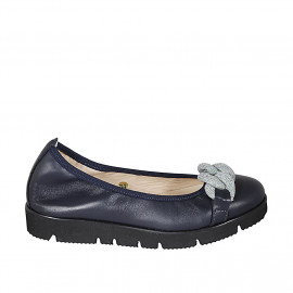 Ballerine avec chaîne pour femmes en cuir bleu talon compensé 3 - Pointures disponibles:  32, 33, 43