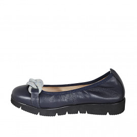 Ballerine avec chaîne pour femmes en cuir bleu talon compensé 3 - Pointures disponibles:  32 2