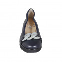 Woman's ballerina shoe with chain in blue leather wedge heel 3 - Available sizes:  32, 33, 42, 43, 44