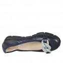 Woman's ballerina shoe with chain in blue leather wedge heel 3 - Available sizes:  32, 33, 34, 42, 43, 44