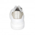 Woman's laced shoe in white and platinum leather with removable insole and zipper wedge heel 4 - Available sizes:  32, 44, 45