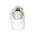 Zapato con cordones, cremallera y plantilla extraible para mujer en piel blanca y platino cuña 4 - Tallas disponibles:  32, 44, 45