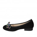 Ballerine pour femmes en daim noir avec noeud multicouleur talon 2 - Pointures disponibles:  32, 33, 34, 42, 43, 44, 45