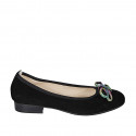 Ballerine pour femmes en daim noir avec noeud multicouleur talon 2 - Pointures disponibles:  32, 33, 34, 42, 43, 44, 45