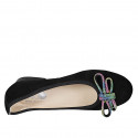 Ballerine pour femmes en daim noir avec noeud multicouleur talon 2 - Pointures disponibles:  32, 33, 34, 42, 43, 44, 45