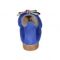 Ballerine pour femmes en daim bleu avec noeud multicouleur talon 2 - Pointures disponibles:  32, 33, 34, 42, 43, 44, 45