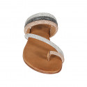 Woman's thong mules with rhinestones in copper, silver and grey leather heel 2 - Available sizes:  34, 42, 43, 44