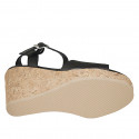 Sandale pour femmes avec courroie et plateforme en cuir noir avec talon compensé 9 - Pointures disponibles:  42, 43