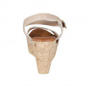 Sandale pour femmes avec courroie et plateforme en cuir rose clair talon compensé 9 - Pointures disponibles:  42, 43, 44, 45
