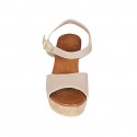 Sandale pour femmes avec courroie et plateforme en cuir rose clair talon compensé 9 - Pointures disponibles:  42, 43, 44, 45