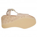 Sandale pour femmes avec courroie et plateforme en cuir rose clair talon compensé 9 - Pointures disponibles:  42, 43, 44, 45