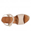Sandale pour femmes avec courroie et plateforme en cuir rose clair talon compensé 9 - Pointures disponibles:  33, 34, 42, 43, 44, 45