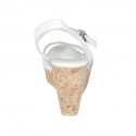 Sandale pour femmes avec courroie et plateforme en cuir blanc talon compensé 9 - Pointures disponibles:  42, 43, 44