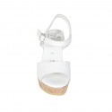 Sandalia para mujer con cinturon y plataforma en piel blanca cuña 9 - Tallas disponibles:  42, 43, 44