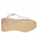 Sandale pour femmes avec courroie et plateforme en cuir blanc talon compensé 9 - Pointures disponibles:  33, 34, 42, 43, 44, 45