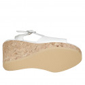 Sandalia para mujer con cinturon y plataforma en piel blanca cuña 9 - Tallas disponibles:  33, 34, 42, 43, 44, 45