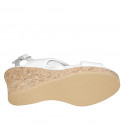 Woman's platform sandal in white leather wedge heel 7 - Available sizes:  32, 33, 42, 43, 45