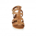 Sandalo da donna con cinturini in pelle color cuoio zeppa 3 - Misure disponibili: 32, 42