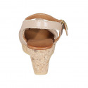 Sandalia para mujer con cinturon, plataforma y nudo en piel rosa claro cuña 7 - Tallas disponibles:  42, 43, 45
