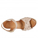 Sandalia para mujer con cinturon, plataforma y nudo en piel rosa claro cuña 7 - Tallas disponibles:  34, 42, 43, 44, 45