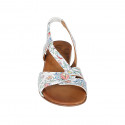 Sandalia para mujer con elastico en piel blanca imprimida multicolor tacon 2 - Tallas disponibles:  32, 33, 34, 42, 43, 44, 45