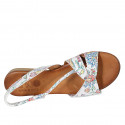 Sandalia para mujer con elastico en piel blanca imprimida multicolor tacon 2 - Tallas disponibles:  32, 33, 34, 42, 43, 44, 45