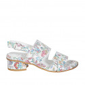 Sandale pour femmes en cuir blanc imprimé multicouleur talon 3 - Pointures disponibles:  32, 34, 43, 44, 45