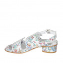 Sandale pour femmes en cuir blanc imprimé multicouleur talon 3 - Pointures disponibles:  32, 34, 43, 44, 45